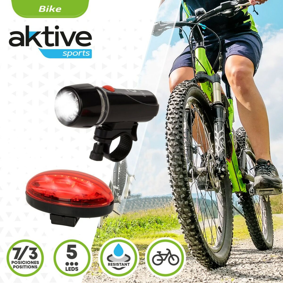 Set di Luci per Bicicletta Aktive 2 Pezzi 12 Unità