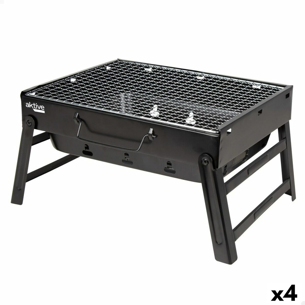 Barbecue Portatile Aktive Rettangolare Nero Acciaio 40 x 20 x 28 cm