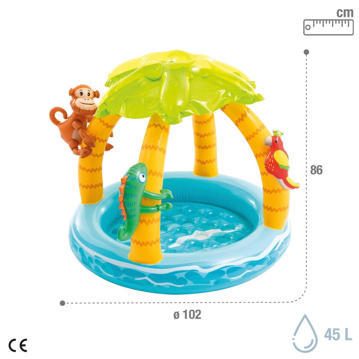 Piscina Gonfiabile per Bambini Intex animali Isola 45 L 102 x 89 x 102 cm (6 Unità)