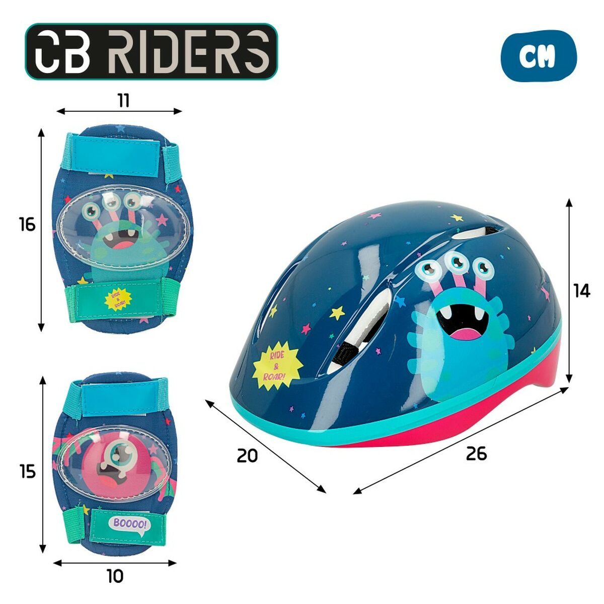 Kit casco e ginocchiere Colorbaby Mostro (4 Unità)