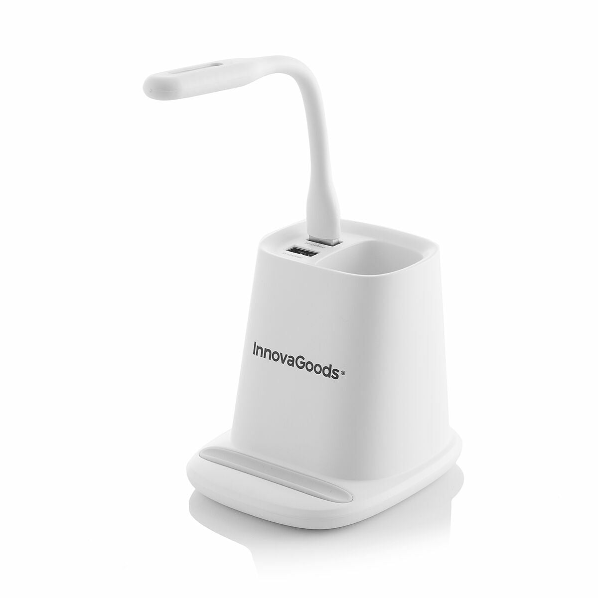 Caricabatterie Wireless con Supporto-Portaoggetti e Lampada a LED USB 5 in 1 DesKing InnovaGoods RIV001 (Ricondizionati A)