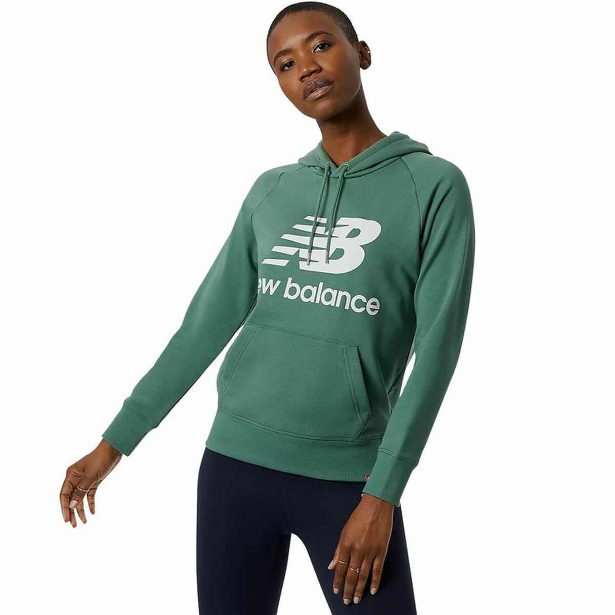 Felpa con Cappuccio Donna New Balance Verde