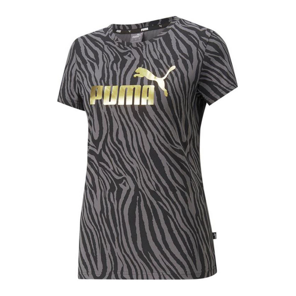 Maglia a Maniche Corte Donna Puma Essentials Tiger AOP Grigio Nero