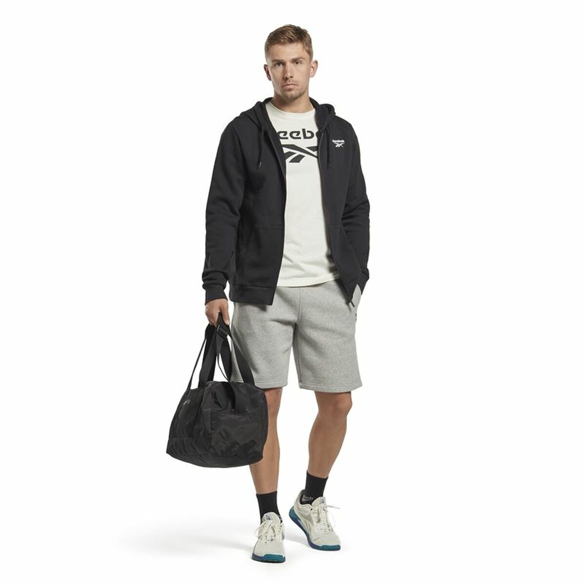 Pantaloni Corti Sportivi da Uomo Reebok Identity Fleece Grigio