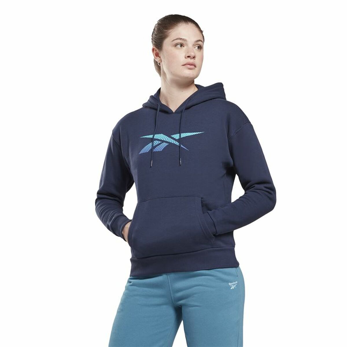 Felpa con Cappuccio Donna Reebok Doorbuster Identity Blu scuro